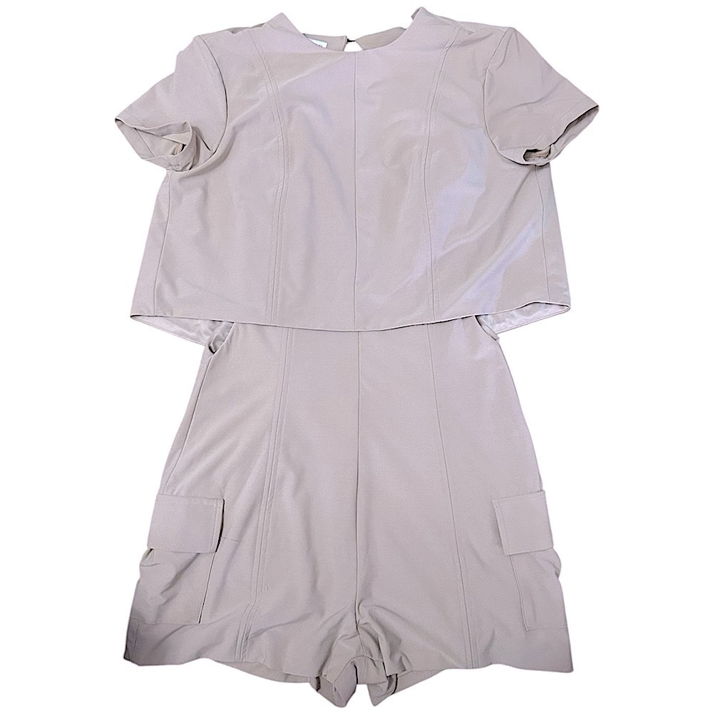 Mistress Rocks Shorts Romper with short sleeve crop top size medium in pale pink